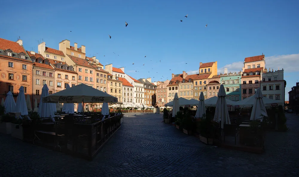 The reconstructed Old Town Market Square in Warsaw