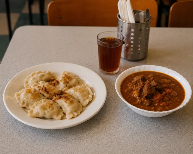 Milk bar pierogi meal in Krakow