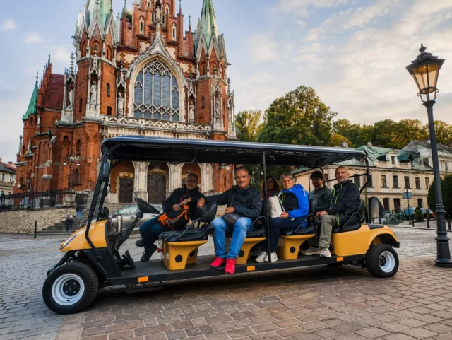 Electric cart tour by St. Josephs Church in Podgórze, Krakow